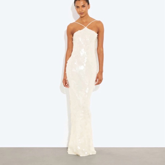 Ivory Sequin Slip Dress- Rat & Boa EMMANUELLA DRESS